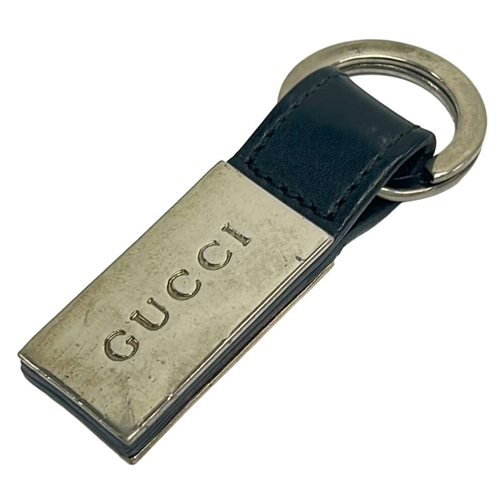 Gucci Bag Charm Silver Black Hardware Leather